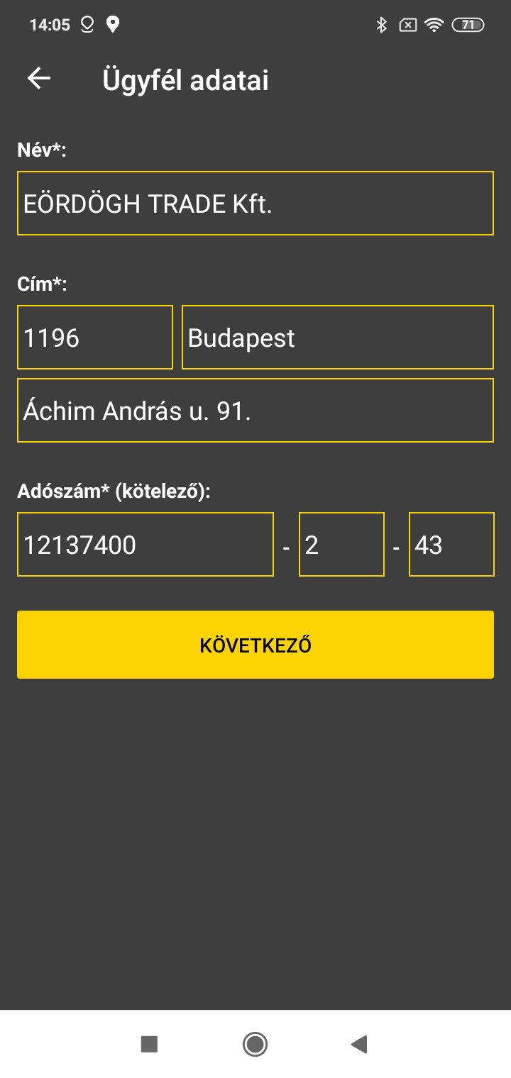 TaxiSzámla mobil